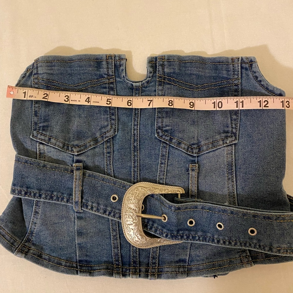 Fashion Nova-Buckle Bunny Denim Corset Top - Medium - Picture 6 of 9